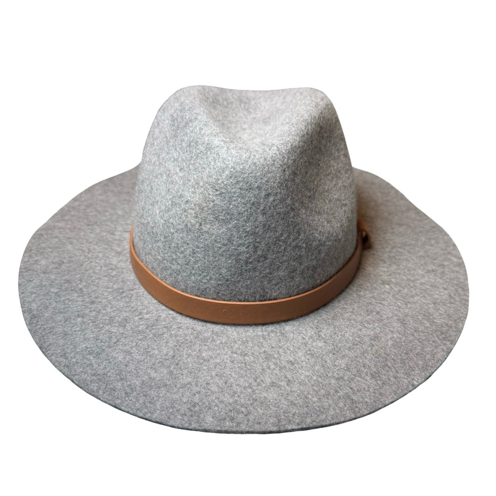Women’s Gray Wool Wide Brim Hat w/ Faux Leather Band • XL (7 5/8) • EUC - Picture 2 of 9